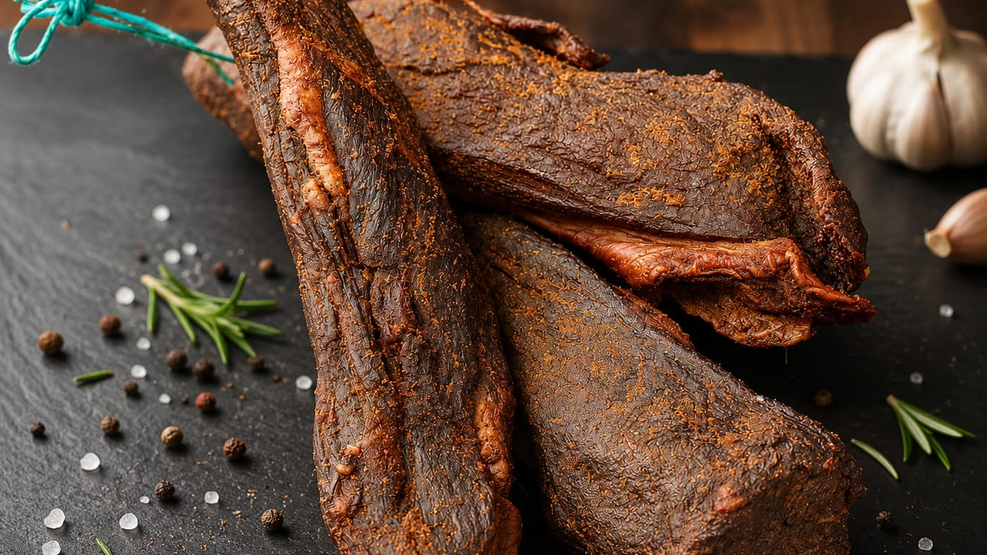 🧄 Beef Jerky Knoblauch – Premium Trockenfleisch aus Rinderkeule am Stück (50 g)